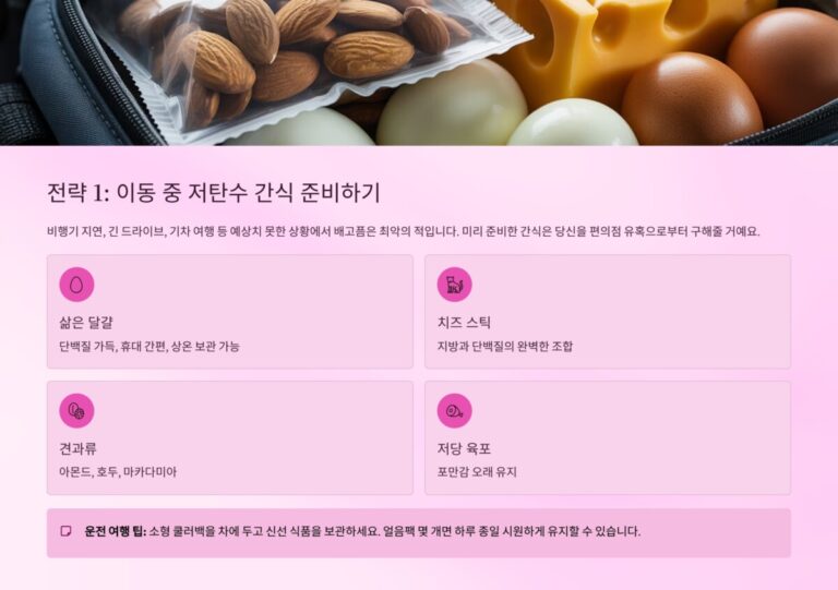 이동 중 저탄수 간식